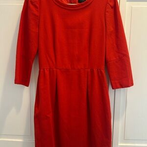 J. Crew Red Long-Sleeve Dress